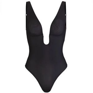 SKIMS Sheer thong bodysuit Size S Soot, Black Sexy Black Straps versatile Top